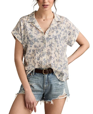 Lucky Brand Women's Cotton Textured Short-Sleeve Shirt