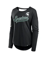 Fanatics Women's Black Michigan State Spartans Training Camp Core Long Sleeve V-Neck Fashion T-Shirt