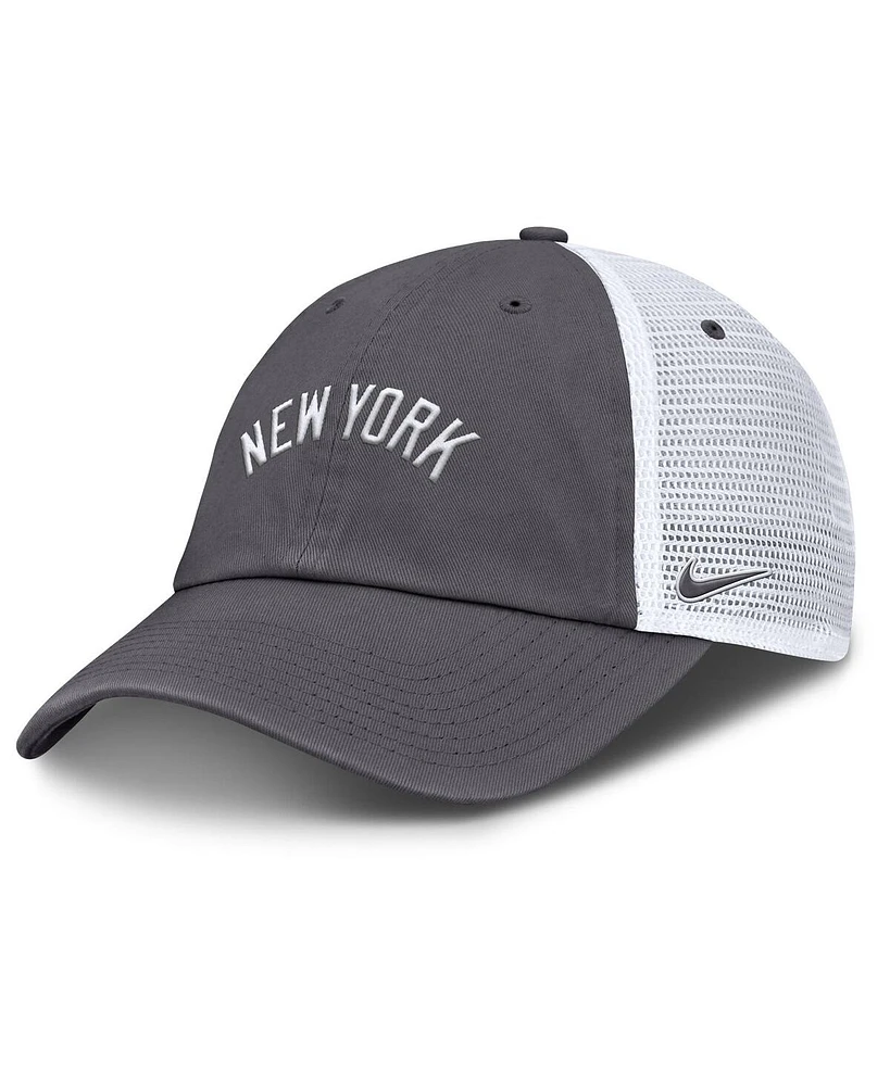 Nike Men's Gray New York Yankees Wordmark Club Adjustable Trucker Hat