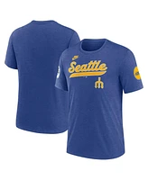 Nike Men's Heather Royal Seattle Mariners Cooperstown Collection Eras Tri-Blend T-Shirt
