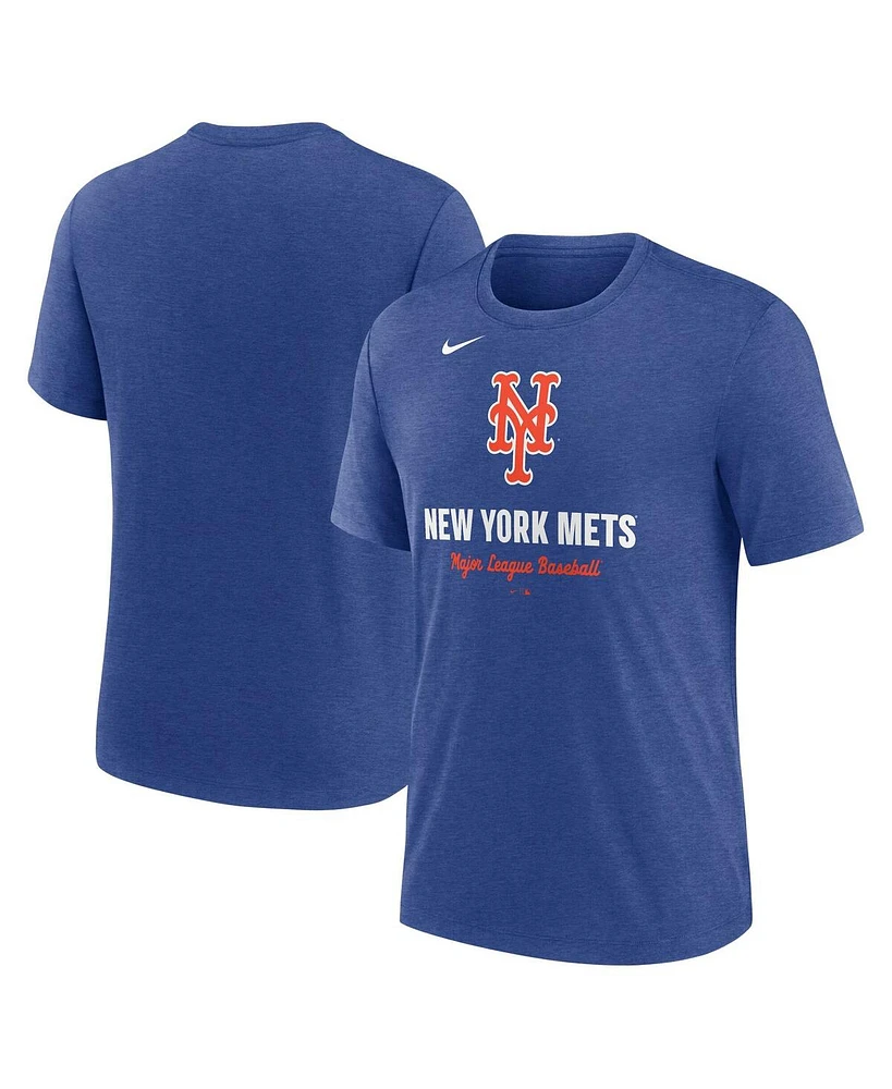 Nike Men's Heather Royal New York Mets Logo Tri-Blend T-Shirt