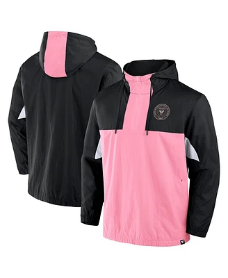 Fanatics Men's Black Inter Miami Cf Free Kick Woven Quarter-Zip Hoodie Jacket