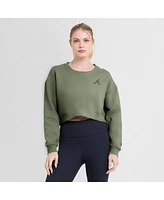 Fanatics Women's Olive Atlanta Braves Relax Studio Cropped Pullover Sweatshirt