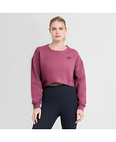 Fanatics Women's Pink Cincinnati Reds Relax Studio Cropped Pullover Sweatshirt