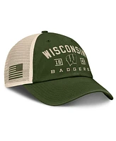 Fanatics Men's Olive Wisconsin Badgers Oht Military Appreciation Frontier Trucker Adjustable Hat