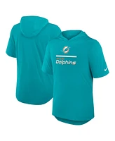 Nike Men's Aqua Miami Dolphins Lockup Tri-Blend Hoodie T-Shirt