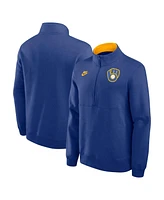 Nike Men's Royal Milwaukee Brewers Cooperstown Collection Fleece Half-Zip Pullover Sweatshirt