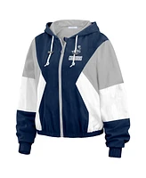Wear By Erin Andrews Women's Navy Dallas Cowboys Plus Color Block Full-Zip Windbreaker Jacket