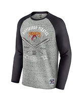 Fanatics Men's Heather Gray Pittsburgh Pirates Raw Edge Raglan Long Sleeve Baseball T-Shirt