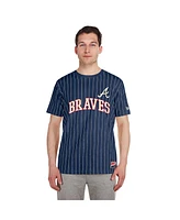 New Era Men's Navy Atlanta Braves Throwback Pinstripe T-Shirt