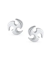 Bling Jewelry Set of 2 Tribal Star Swirl Stud Earrings Black Plated Steel 7.5MM