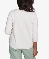 Alfred Dunner Petite Santa Fe Asymmetric Butterfly Floral Embroidered Top