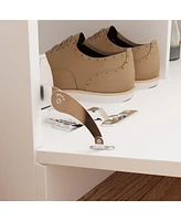 Shoe bench with two lockers, white wooden shoe rack with coat rack, Entryway Bench