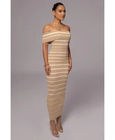 Jluxlabel Women's Off The Shoulder Striped Dress