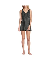 Lands' End Women's Slender Suit Shine Wrap Swim Dress Swimsuit