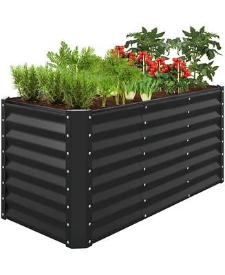 Best Choice Products 4x2x2ft Outdoor Metal Raised Garden Bed, Planter Box for Vegetables, Flowers
