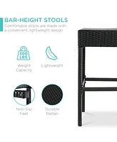 Best Choice Products 5-Piece Patio Wicker Bar Set w/ Built-In Bottle Opener, Hidden Storage Shelf