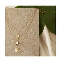 Sohi Women's Gold Plated Designer Stone Multi-Layer Necklace