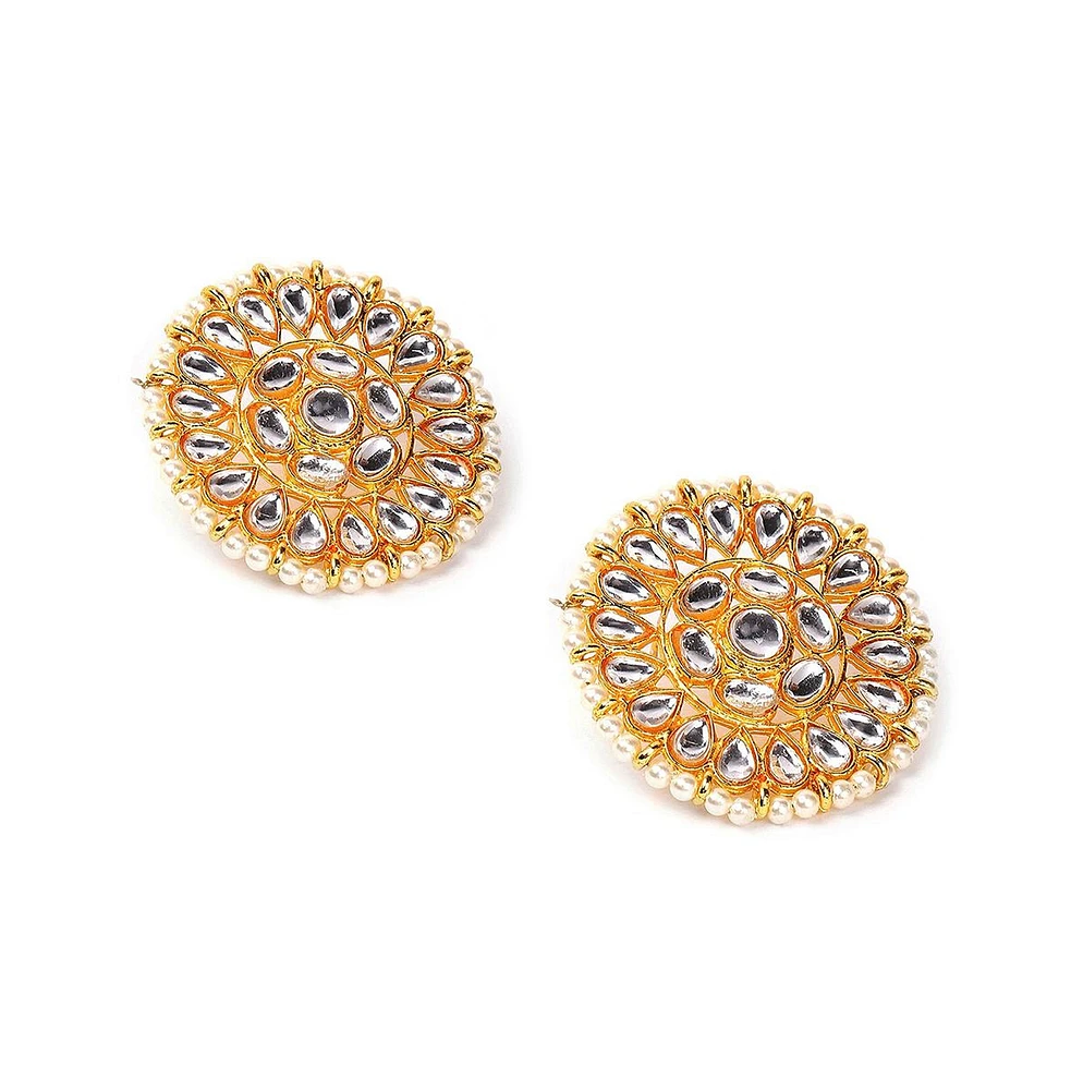 Sohi Women's Gold-Plated Stone Stud Earrings