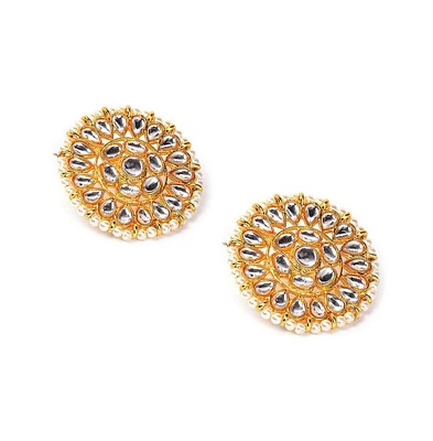 Sohi Women's Gold-Plated Stone Stud Earrings
