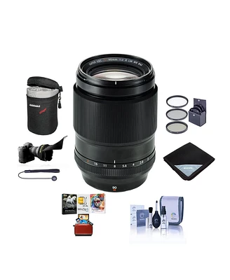 Fujifilm Xf 90mm f/2 R Lm Wr Lens, Bundle with 62mm Filter Kit, Flex Lens Shade, Lens Wrap, Lens Case, Cleaning Kit, Lens Cap Tether, Mac Software Kit