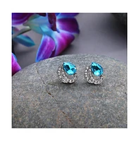 Sohi Women's Silver-Plated Stone Stud Earrings