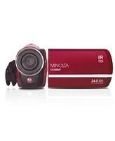 Minolta MN88NV Full Hd 24MP 3" Touchscreen Night Vision Camcorder, Red