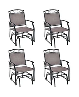4pcs Patio Glider Set Single Swing Rocking Chair Heavy-Duty Metal Frame Outdoor