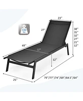2 Pcs Patio Lounge Chair Chaise Recliner Back Adjustable Garden