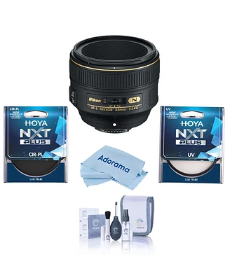 Nikon 58mm f/1.4G Af-s Nikkor Lens, Bundle with Hoya 72mm Uv+Cpl Filter Kit, Cleaning Kit, Cleaning Cloth