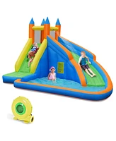 Inflatable Water Slide Mighty Bounce House Splash Pool with 480W Blower