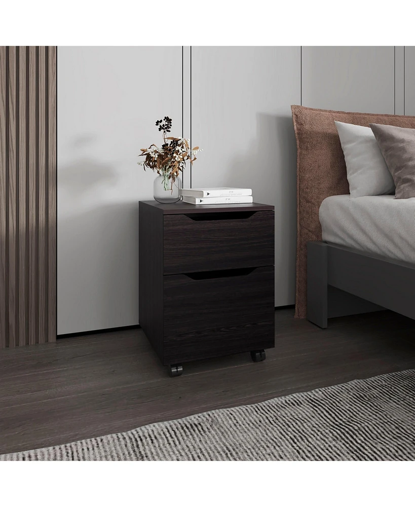 Newriver Nightstand with 1 Door and 1 Drawer , Wengue