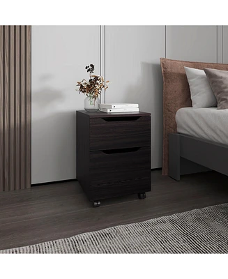 Newriver Nightstand with 1 Door and 1 Drawer , Wengue