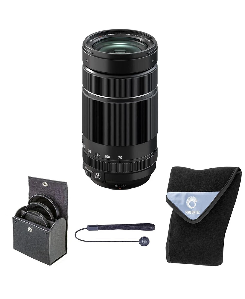 Fujifilm Xf 70-300mm f/4-5.6 R Lm Ois Wr Lens, Black, Bundle with 67mm Digital Essentials Filter Kit and 19x19" Lens Wrap