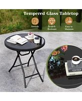 Folding Side Table Patio Round Compact Coffee