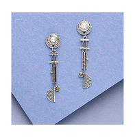 Sohi Women's Silver Plated Party Designer Stone Drop Earrings