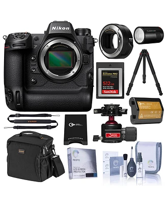 Nikon Z9 Mirrorless Camera with Ftz Ii Mount Adapter, Bundle with 512GB Memory Card, Tripod with Ballhead, Xplor 100 Pro Monolight, Card Reader and Cl