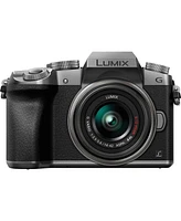 Panasonic Lumix Dmc-G7 Mirrorless Camera with Lumix G Vario 14-42mm Lens, Silver, Bundle with Tripod, Microphone, Triple Shoe V-Bracket, On Camera Led
