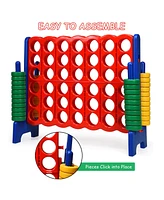 Gymax Kids Adults Jumbo 4-to-Score Game Set Giant 4 in A Row w/ 42 Jumbo Rings