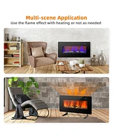 Gymax 36'' Electric Fireplace Wall Mounted & Freestanding Heater Remote Control 1500W