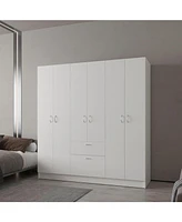 Olin 6-Door Wardrobe with Shelves and Drawer, Multistorage.