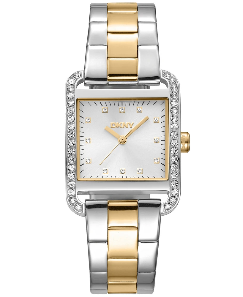 Dkny Women's City Glitz Silver Dial Gold-Two-Tone Stainless Steel Bracelet Watch 27x34.5mm