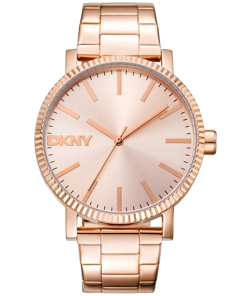 Dkny Women's Soho Maxi Rose Gold-Tone Stainless Steel Bracelet Watch
