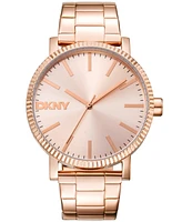 Dkny Women's Soho Maxi Rose Gold-Tone Stainless Steel Bracelet Watch