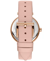 Dkny Women's Essential Logo Pink Leather Strap Watch, 38mm