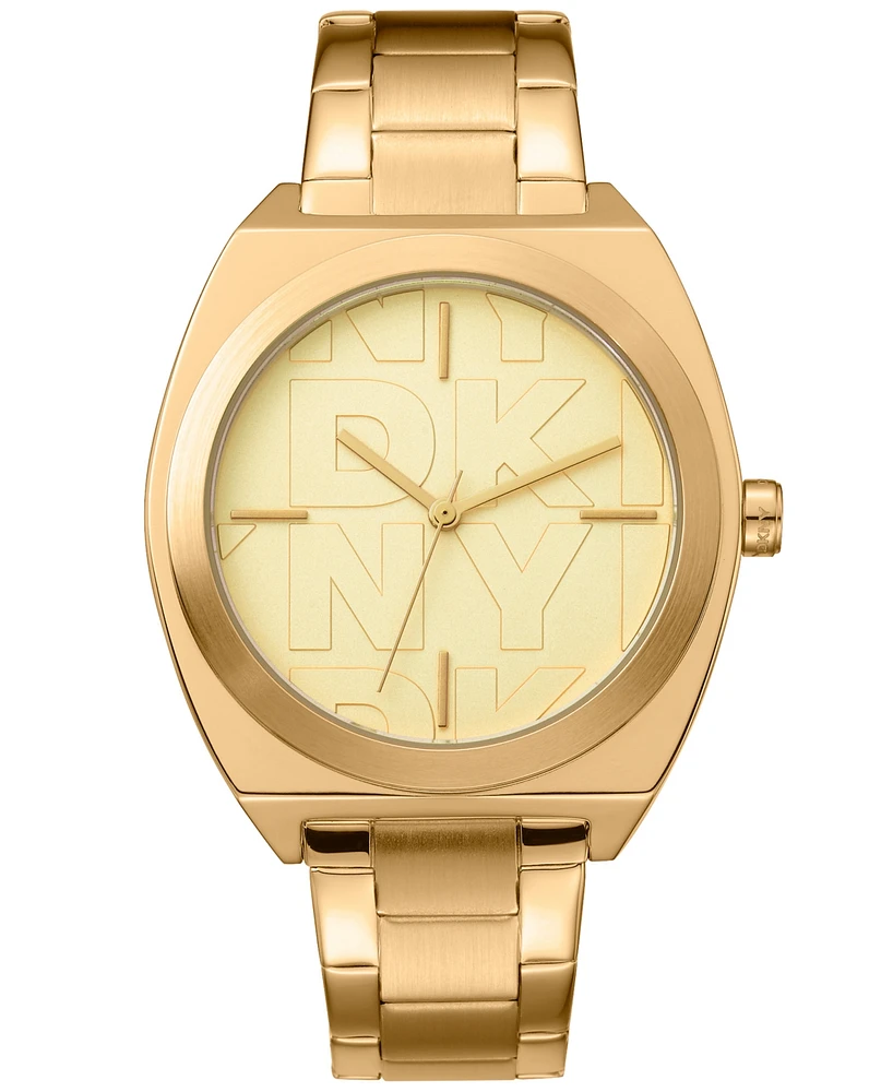 Dkny Women's Broadway Maxi Gold-Tone Stainless Steel Bracelet Watch, 38mm