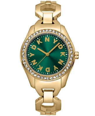 Dkny Women's Astoria Midi Glitz Gold-Tone Stainless Steel Bracelet Watch, 33mm