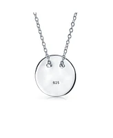 Bling Jewelry Minimalist Geometric Monogram Disc Pendant Necklace in Sterling Silver