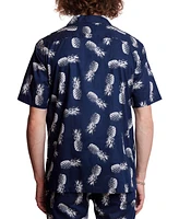 Paisley & Gray Men's Slim Fit Short Sleeve Pineapple Print Button Front Camp Shirt
