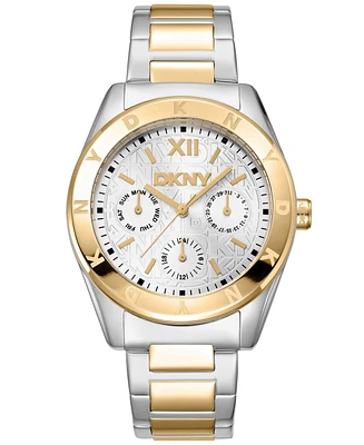 Dkny Women's Chambers Multi Sport Chronograph Silver Dial Gold Two-Tone Stainless Steel Bracelet Watch 36mm